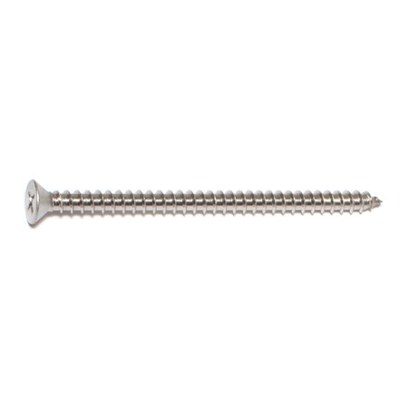 Midwest Fastener Sheet Metal Screw, #10 x 3 in, 18-8 Stainless Steel Flat Head Phillips Drive, 6 PK 35913